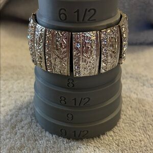 EUC Unmarked Silver Bracelet with Crystal accents